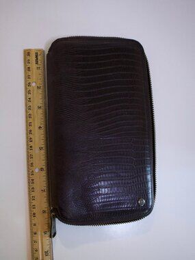 Vintage ONASIS Lizard Embossed Leather Long zip around travel Wallet
